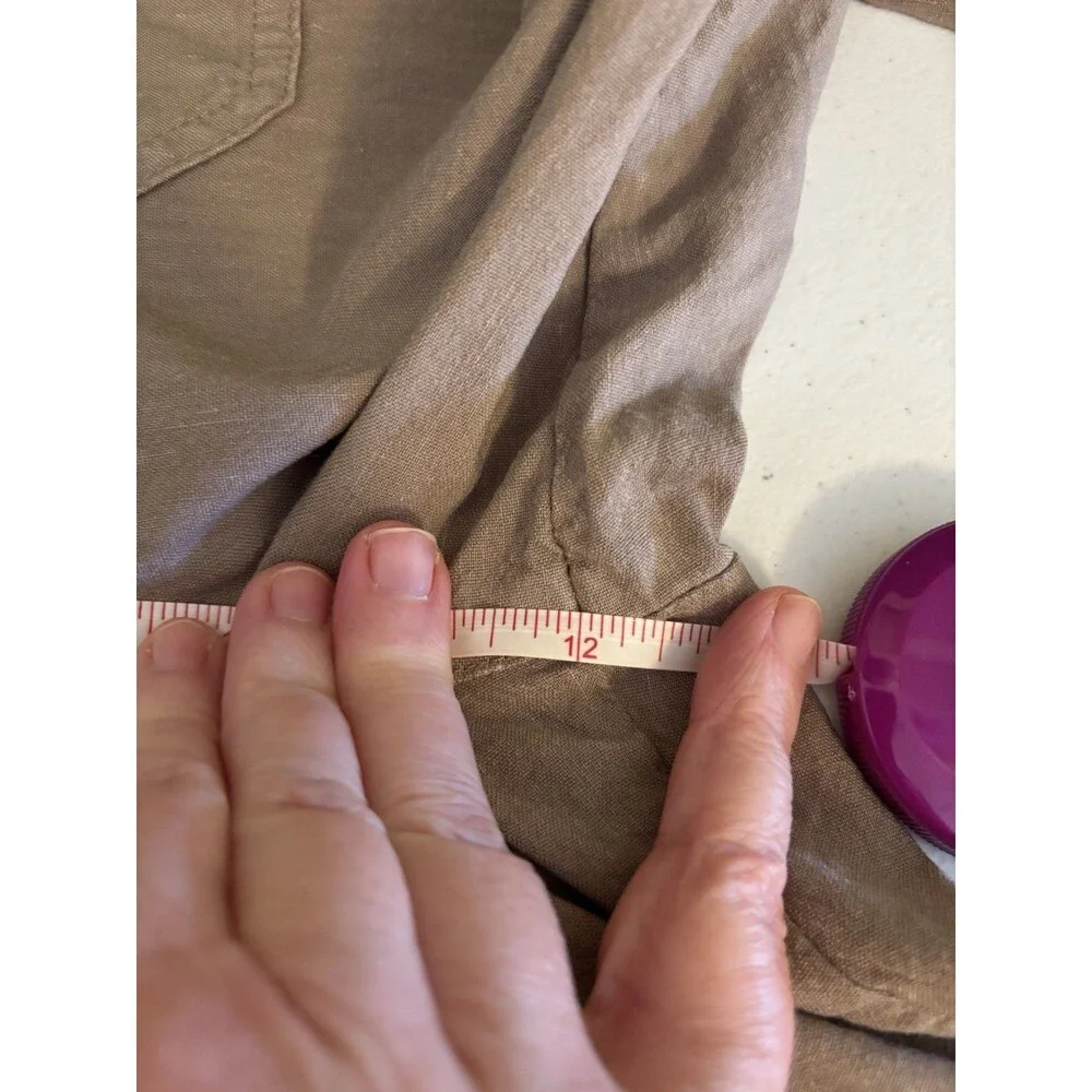 KUT From The Kloth Topaz Womens Size 8 Wide Leg Cropped Pants Taupe Linen Blend - Picture 11 of 11